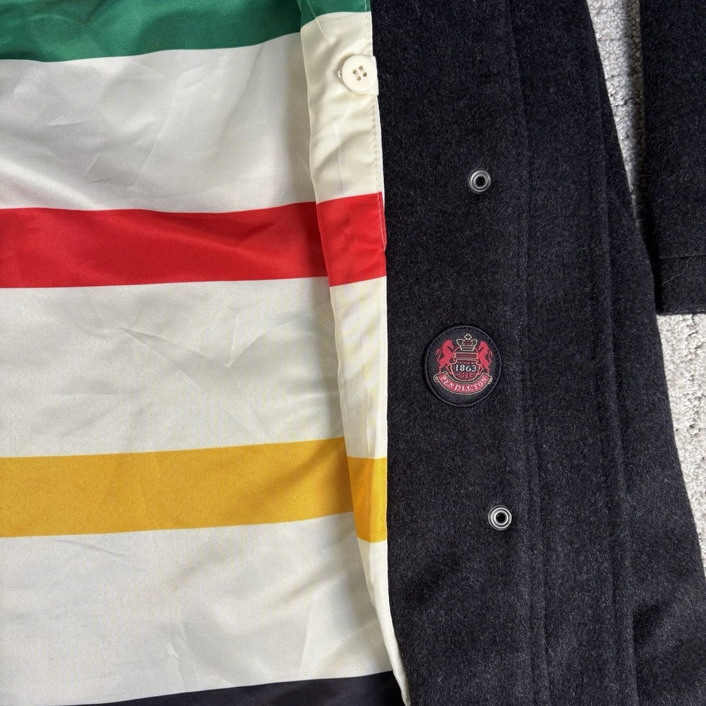 Pendleton Campbell Wool Coat Women's Small Charcoal Hudson Bay Stripe Jacket - Picture 11 of 12